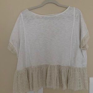 Kimichi Blue White Tee with Lace Detail